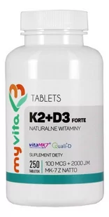MyVita MyVita witamina K2 MK 7 100mcg+D3 2000IU 250t M3571 - Witaminy i minerały - miniaturka - grafika 1