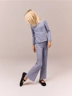 Bluzki dla dziewczynek - Reserved - Prążkowana koszulka z aplikacją - jasnoszary - miniaturka - grafika 1