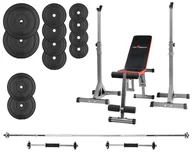 Ławki treningowe - Zestaw Do Ćwiczeń 77Kg Z Ławką Treningową Tb102 Sztangą / Gryfem Prostym 180 cm, Obciążeniem 45 Kg I Hantlami - miniaturka - grafika 1