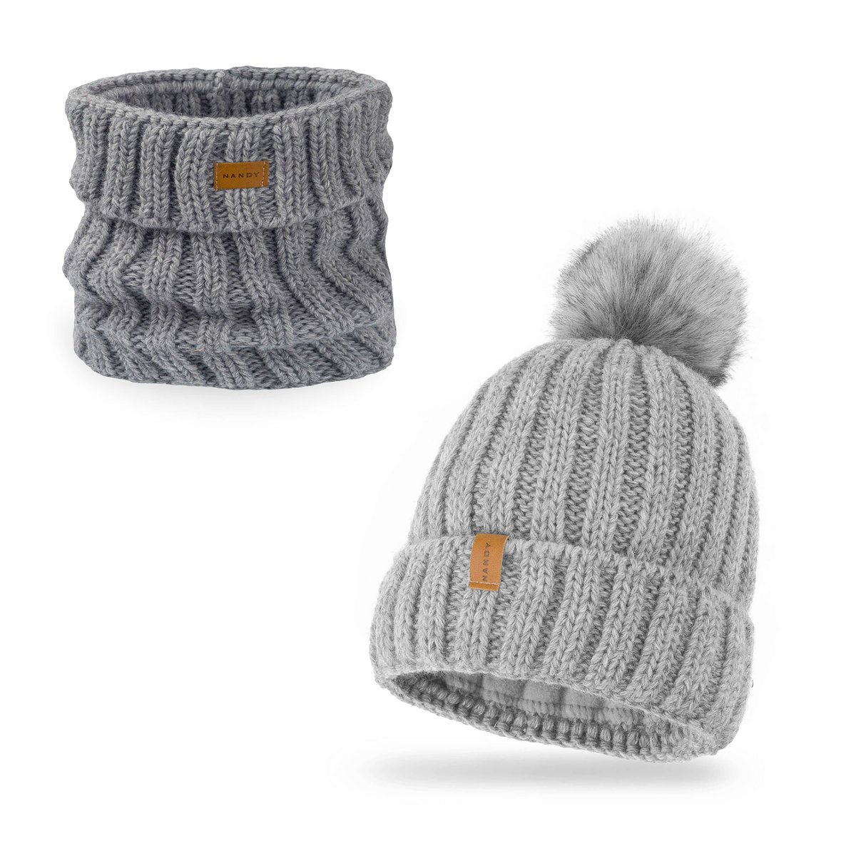 Nandy Komplet Dziecięcy Komin Czapka Z Polarem - ZEST-CG-2311423-J-SZAR