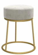 Taborety i hokery - Okrągły szary welurowy taboret w stylu glamour P5-L64 - miniaturka - grafika 1