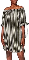 Sukienki - Bonateks, Krótka sukienka w paski z kołnierzem w łódkę i wiązanymi rękawami, 100% len, rozmiar DE: 42 rozmiar US: XL, lekki khaki - wyprodukowano we Włoszech, zielony, 42 - miniaturka - grafika 1