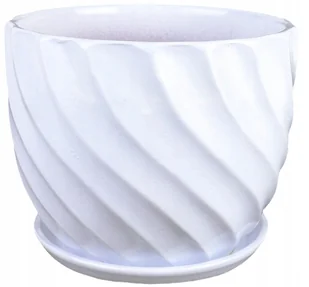 Doniczka ceramiczna z podstawką biała 18 cm - Donice - miniaturka - grafika 1
