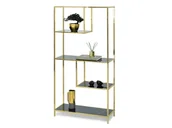 Regały - NOWOCZESNY REGAŁ CRISPIN GLAMOUR CZARNY MARMUR NA ZŁOTYM STELAŻU - miniaturka - grafika 1