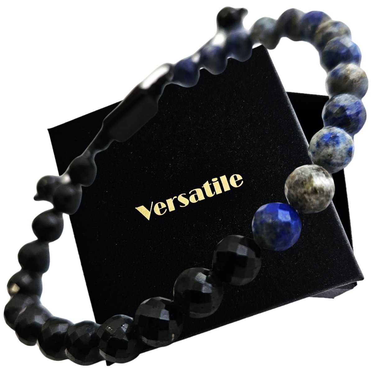 Piękna REGULOWANA Bransoletka CZARNY TURMALIN I LAPIS LAZULI JAKOŚĆ