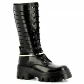 Kozaki damskie - Czarne kozaki sznurowane CARINII - Carinii - miniaturka - grafika 1