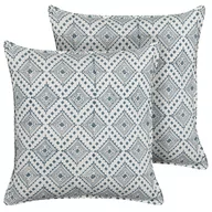 Poduszki dekoracyjne - 2 bawełniane poduszki dekoracyjne w orientalny wzór 45 x 45 cm niebieski z białym CORDATA - miniaturka - grafika 1