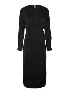 YAS Damska sukienka Yaspella Ls Wrap Midi S. Noos, czarny, M - Sukienki - miniaturka - grafika 1