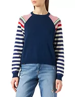 Swetry damskie - Desigual Damski sweter JERS_epshody Front Plai, niebieski, XL - miniaturka - grafika 1