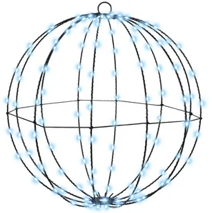 vidaXL Piłka z 160 diodami LED Zimna biel 50 cm Metal - Ozdoby bożonarodzeniowe - miniaturka - grafika 1