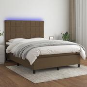 Łóżka - vidaXL Łóżko kontynentalne z materacem, brązowe, 140x200 cm, tkanina - miniaturka - grafika 1