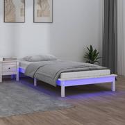 Łóżka - Lumarko Rama łóżka z LED, biała, 90x190 cm, pojedyncza, lite drewno - miniaturka - grafika 1