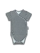 Body dla niemowląt - Niemowlęce body bawełniane na krótki rękaw w pepitkę białe Nicol,r.62 - miniaturka - grafika 1