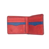 Portfele - Niebiesko-czerwony portfel skórzany ręcznie uszyty. - miniaturka - grafika 1