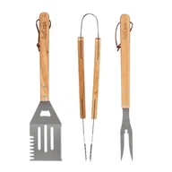 Akcesoria do grilla - Zestaw do grilla, 3 przybory z drewnianymi rączkami - miniaturka - grafika 1