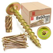 Wkręty - Wkręty ciesielskie z łbem talerzowym 8x60mm 50szt. - miniaturka - grafika 1