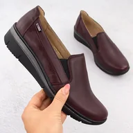 Półbuty damskie - Skórzane półbuty damskie komfortowe wiśniowe Helios 350-2 czerwone - miniaturka - grafika 1