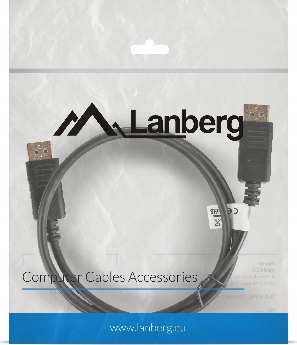 Lanberg KABEL DISPLAYPORT 4K UHD Przewód DP 1m 100%CU GOLD