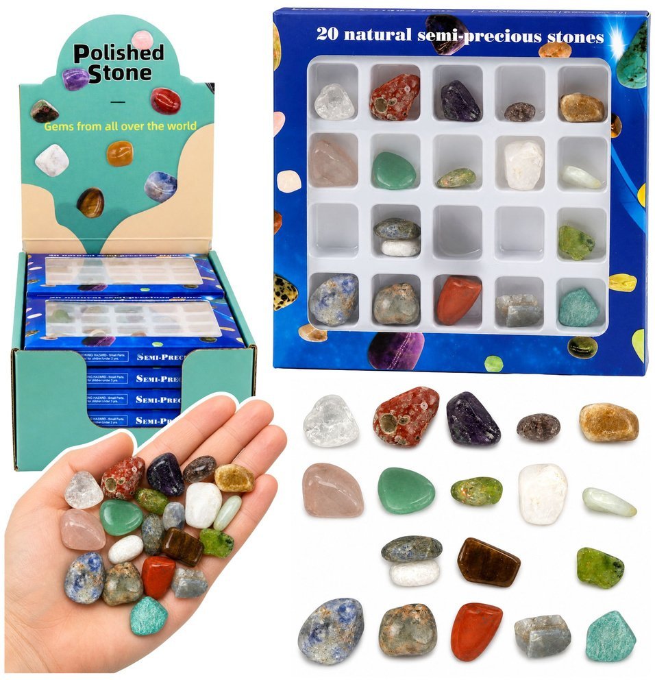 LeanToys Zestaw Minerały Półszlachetne Kamienie Kolekcjonerskie Edukacyjne 20 szt.