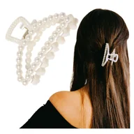Ozdoby do włosów - Klamra do Włosów Biała Ozdobna z Perłami Spinka Ślubna Lekka i Wygodna - miniaturka - grafika 1