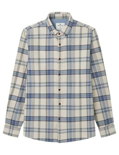 SPRINGFIELD Koszula męska w kratę o splocie skośnym, Biały nadruk, L