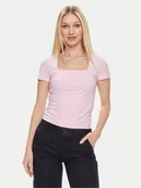 Koszulki i topy damskie - Noisy May T-Shirt Mik 27029540 Różowy Slim Fit - miniaturka - grafika 1