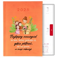 Notesy i bloczki - Elegancki kalendarz POMARAŃCZOWY A5 2025 Praktyczny prezent dla nauczyciela - miniaturka - grafika 1