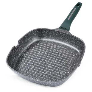 Patelnia do grillowania granitowa kwadratowa olea 28 cm O-10-302-210 - Patelnie - miniaturka - grafika 1