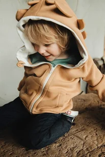 Bluza z kapturem z uszami smoka dla dziecka brazowa - Bluzy dla chłopców - miniaturka - grafika 1