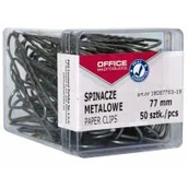 Spinacze i klipsy do papieru - Office products OFFICE PRODUCTS Spinacze metalowe 77mm, w pudełku, 50szt., srebrne 18087763-19 - miniaturka - grafika 1