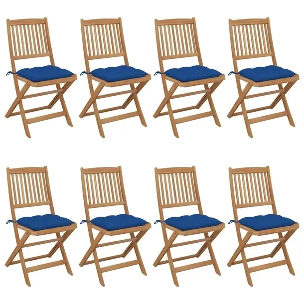 8x Krzesło Ogrodowe Składane Z Poduszkami Drewniane Na Taras Balkon Ogród