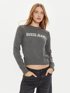 Swetry damskie - Guess Jeans Sweter W4BR10 Z3HM1 Szary Regular Fit - miniaturka - grafika 1