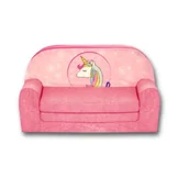 Zestawy mebli dla dzieci - SOFKA ROZKŁADANA DLA DZIECKA PIANKOWA BEZPIECZNA MATERAC PREZENT WYGODNA RÓŻOWA JEDNOROŻEC - miniaturka - grafika 1