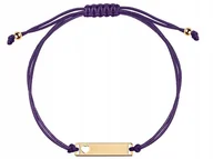 Biżuteria dla dzieci - Złota bransoletka 585 fioletowy sznureczek z blaszką i sercem - miniaturka - grafika 1