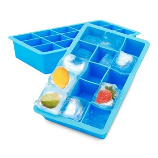 1x Foremka do kostek lodu/Silikonowa foremka w kolorze NIEBIESKIM- Ice Cube Silicone Mould with 15 compartments of 3 x 3 x 3 cm each for large ice c.. - Akcesoria do lodu - miniaturka - grafika 1