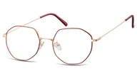 Okulary korekcyjne, oprawki, szkła - Lenonki Sześciokątne Okulary oprawki optyczne 925 czerwono-złote - miniaturka - grafika 1