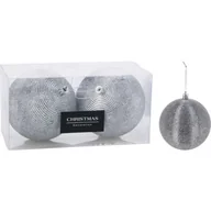 Bombki - Zestaw bombek świątecznych 10 cm srebrny 2 szt. - miniaturka - grafika 1