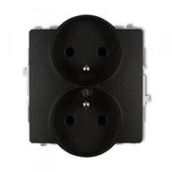 Gniazdka elektryczne - Karlik Gniazdo podwójne z uziemieniem DECO SOFT czarny 12DGPRSO-2z - miniaturka - grafika 1