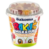 Desery dla dzieci - Bakoma Bakuś Milk & Fun Jogurt o smaku waniliowym z żelkami owocowymi 135 g - miniaturka - grafika 1