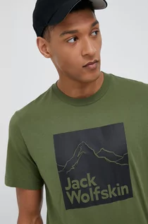 Koszulki męskie - Jack Wolfskin t-shirt bawełniany kolor zielony wzorzysty - grafika 1