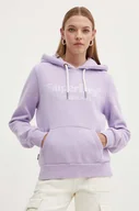 Bluzy damskie - Superdry bluza damska kolor fioletowy z kapturem z aplikacją - miniaturka - grafika 1