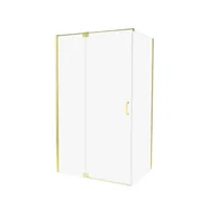 Kabiny prysznicowe - Kabina prysznicowa kwadratowa jednoskrzydłowa uchylna Swing Gold 90 x 90 x 200 cm złota szkło transparentne Wellneo - miniaturka - grafika 1