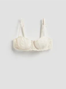 Reserved - Miękki biustonosz z fiszbinami - złamana biel - Biustonosze - miniaturka - grafika 1