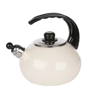 Czajniki na gaz - Emalia Silesia Rybnik Czajnik z gwizdkiem emaliowany na indukcję Silesia Rybnik 2,5 l kremowy - miniaturka - grafika 1