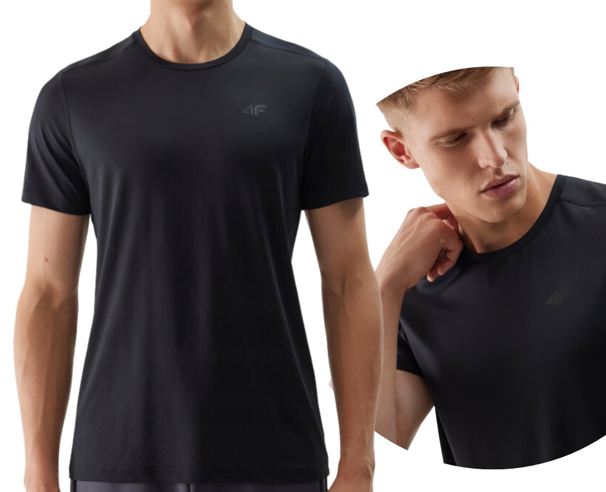 T-shirt treningowy z materiału z recyklingu regular męski 4F 4FWSS24TFTSM598-20S Czarny