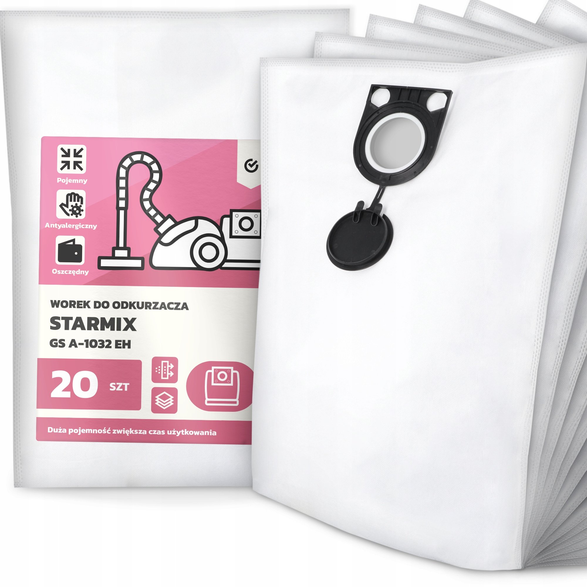 20x Worek do Odkurzacza Starmix Gs A-1032 Eh Syntetyczny Pojemny Mocny G9