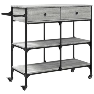 vidaXL Wózek kuchenny szary Sonoma 105x42x95 cm Materiał drewnopochodny - Wózki kuchenne - miniaturka - grafika 1
