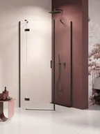 Kabiny prysznicowe - Kabina prysznicowa pięciokątna prawa drzwi uchylne kolor czarny mat 100x80 cm K-3795 New Trendy Nesta Black - miniaturka - grafika 1