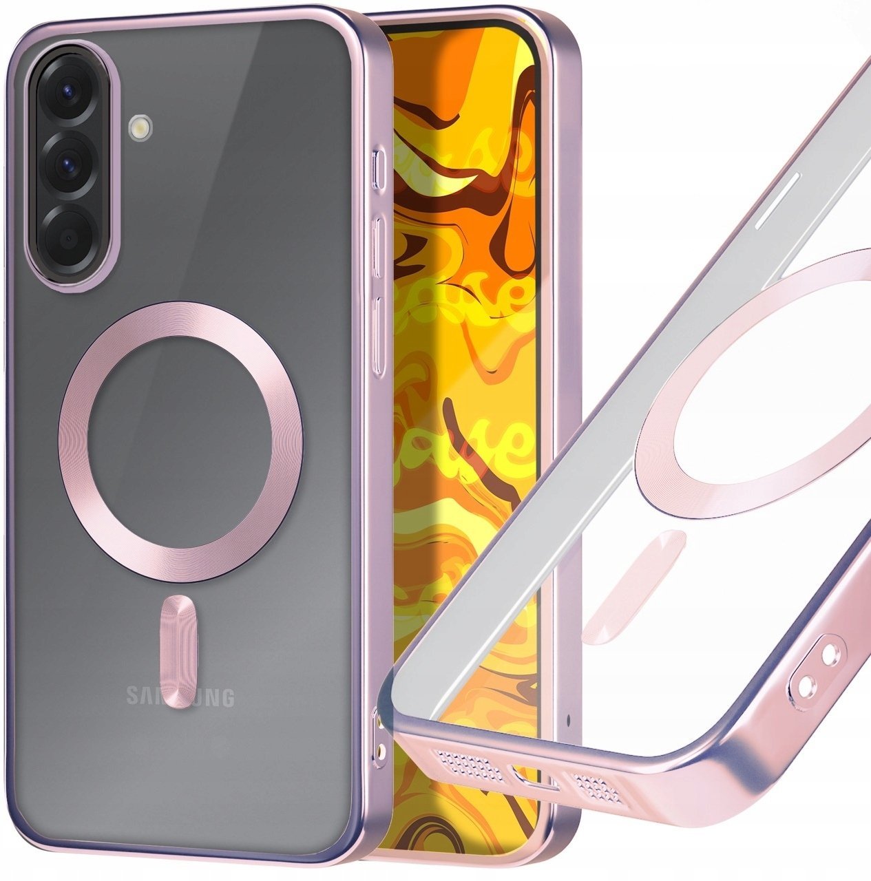 Hello Case Etui Do Galaxy A36 / A37 / A57 Do Magsafe, Różowe Złoto, Metal, Clear