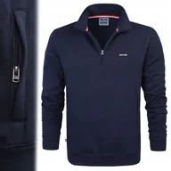 Bluzy męskie - BLUZA Męska Bez Kaptura z Zamkiem Bawełniana Ciepła GRANAT XXXL Pako Jeans - miniaturka - grafika 1